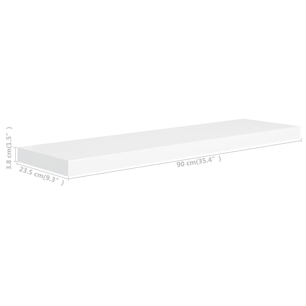 Étagères flottantes, lot de 4, blanc, 90 x 23,5 x 3,8 cm, MDF