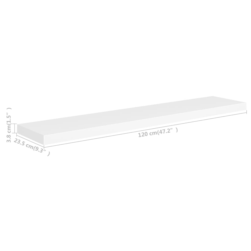 Étagères flottantes, lot de 2, blanc, 120 x 23,5 x 3,8 cm, MDF