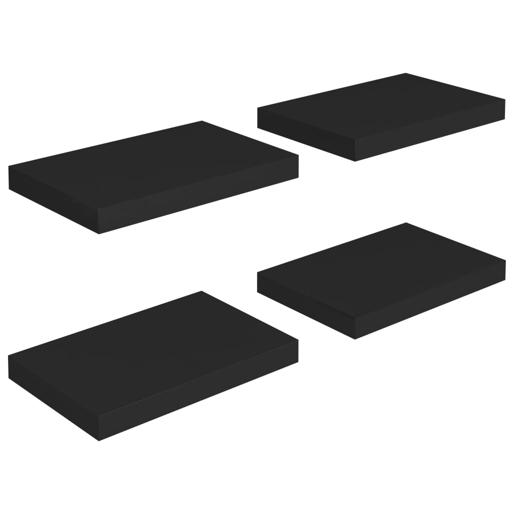 Étagères flottantes, lot de 4, noir, 40 x 23 x 3,8 cm, MDF