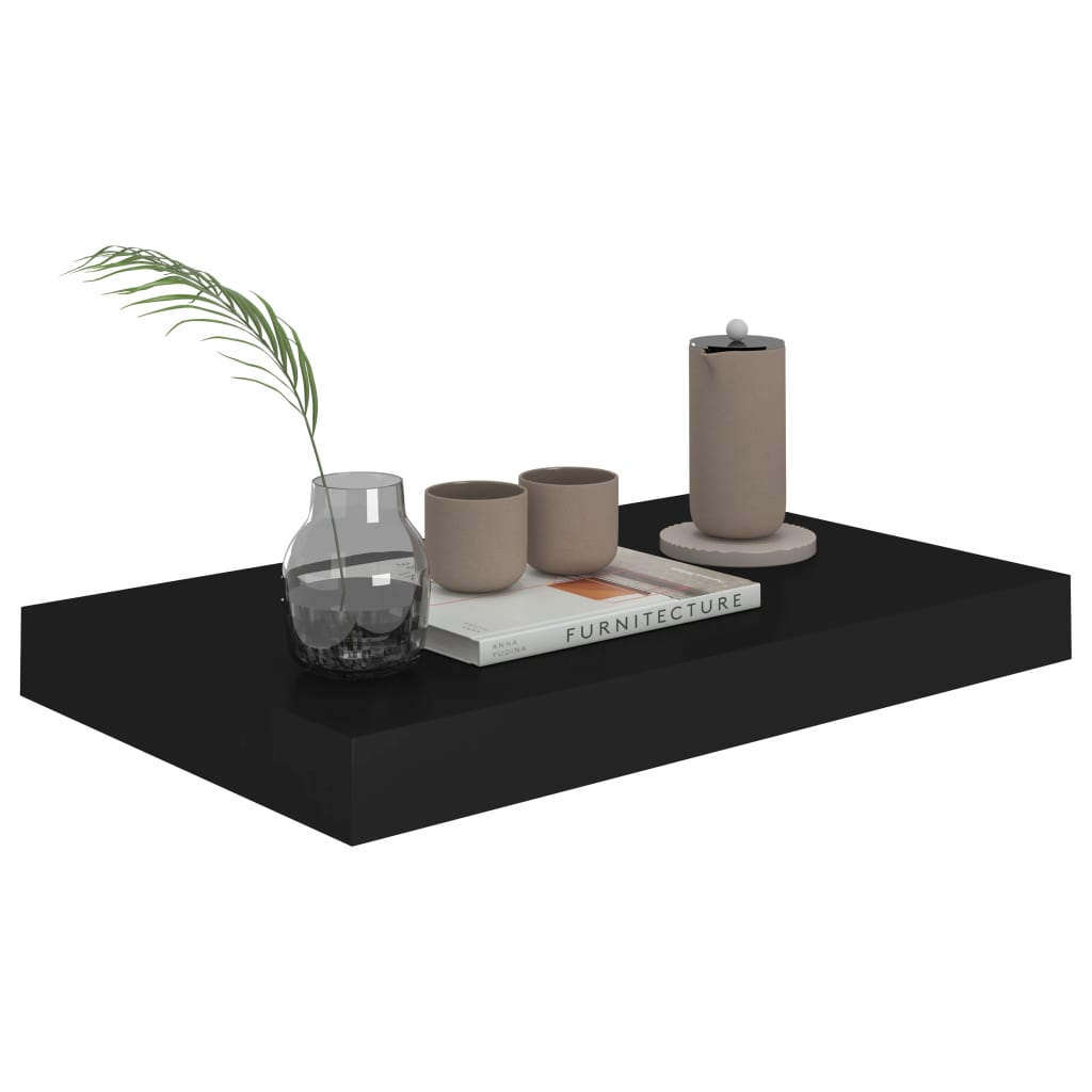 Étagères flottantes, lot de 4, noir, 40 x 23 x 3,8 cm, MDF