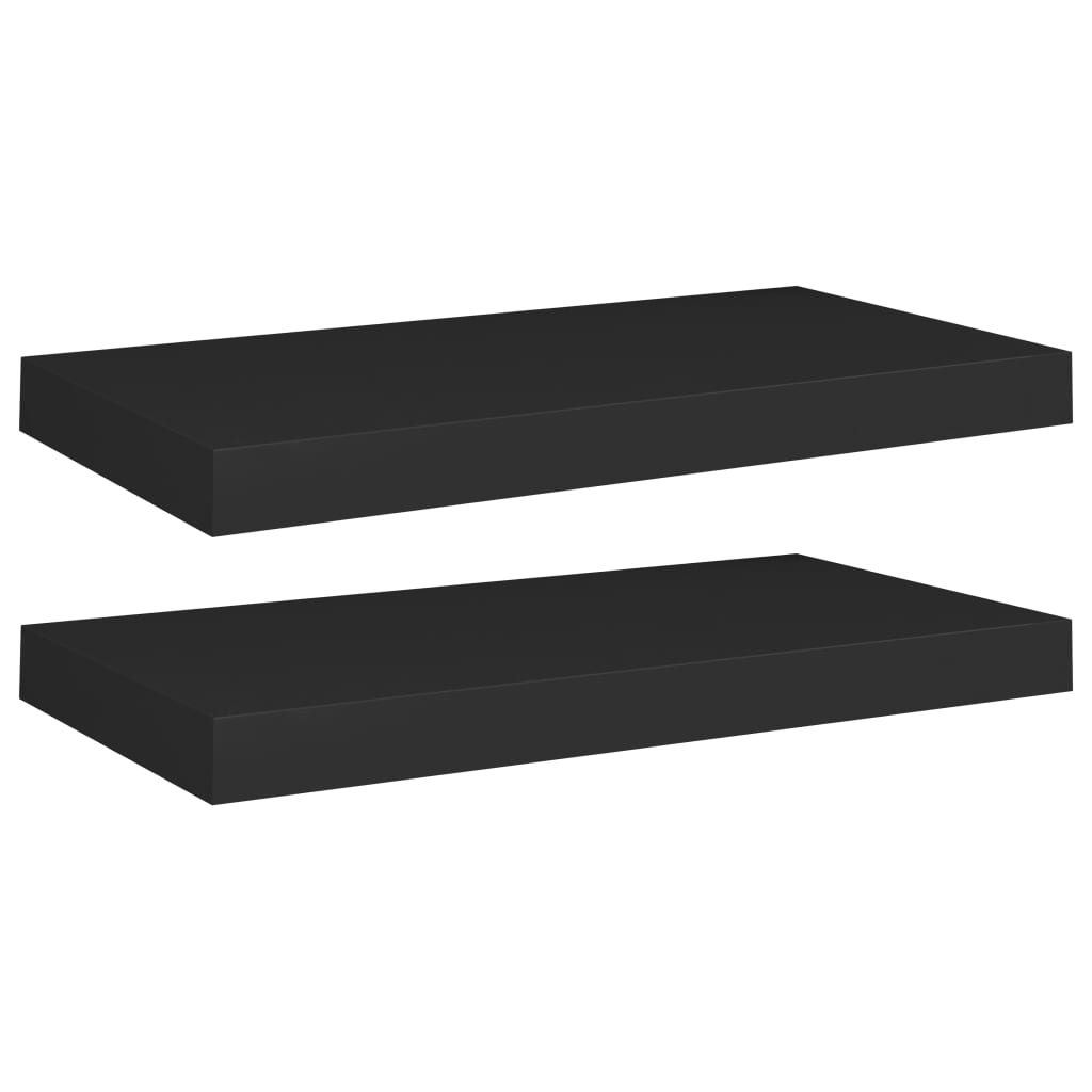 Étagères flottantes, lot de 2, noires, 50 x 23 x 3,8 cm, MDF