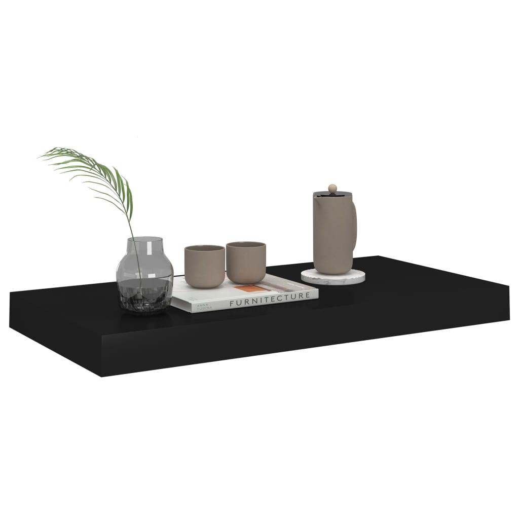 Étagères flottantes, lot de 4, noires, 50 x 23 x 3,8 cm, MDF