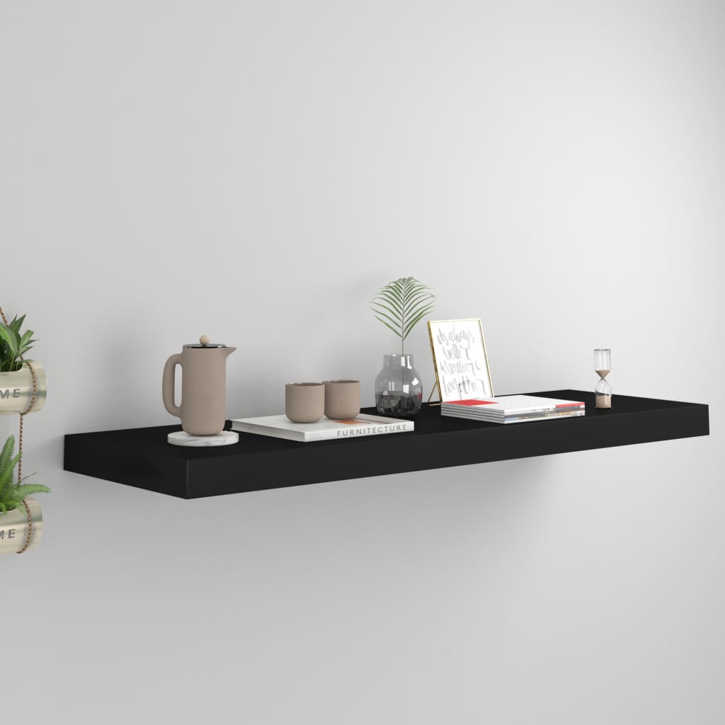 Étagère flottante noire 80x23,5x3,8 cm MDF