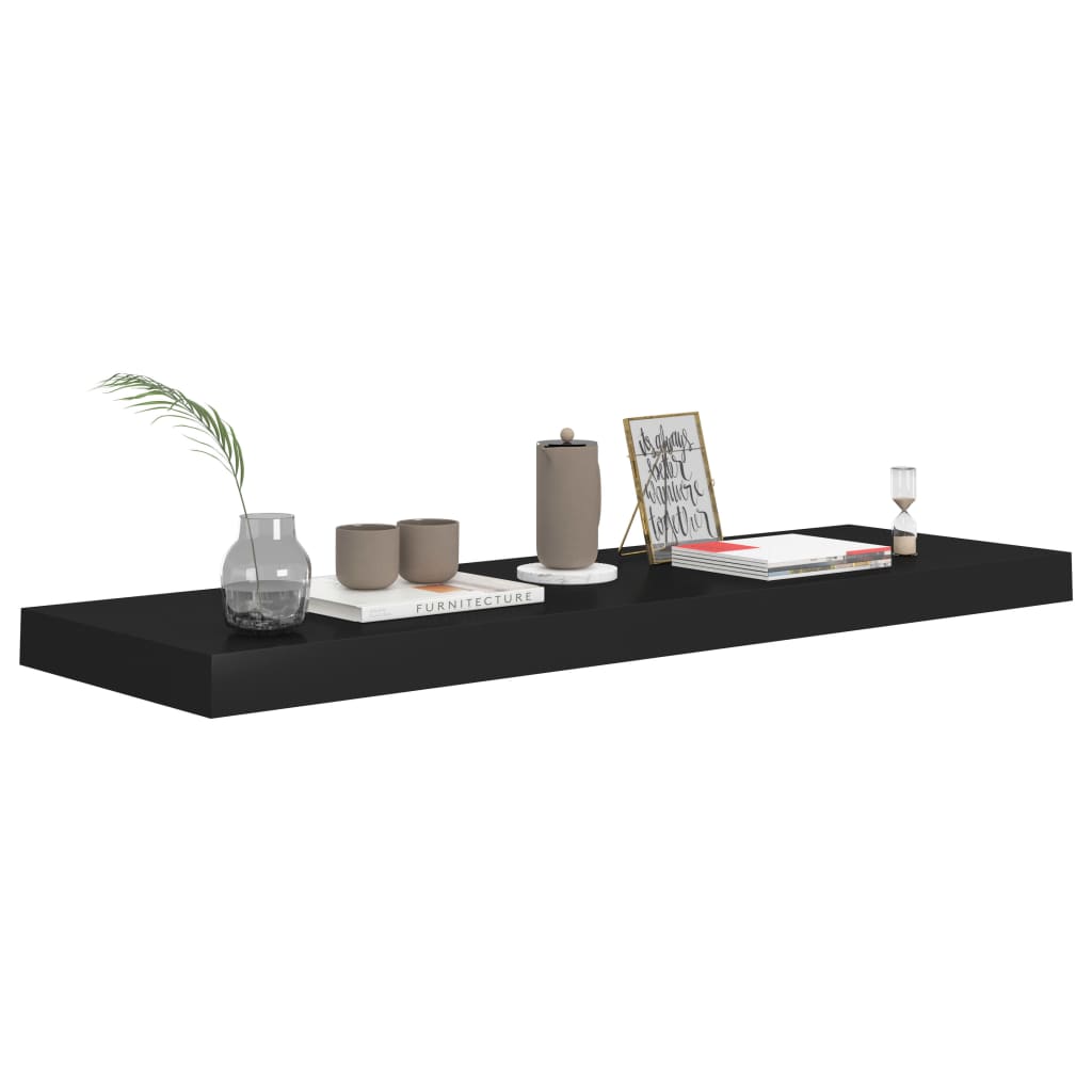 Étagères flottantes, lot de 2, noires, 80 x 23,5 x 3,8 cm, MDF