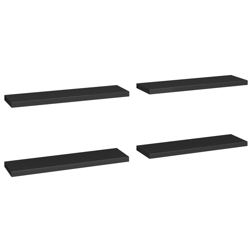 Étagères flottantes, lot de 4, noir, 90 x 23,5 x 3,8 cm, MDF