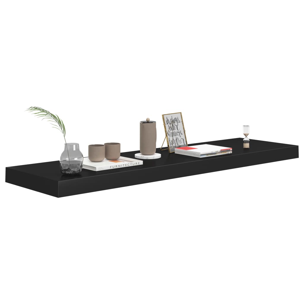 Étagères flottantes, lot de 4, noir, 90 x 23,5 x 3,8 cm, MDF