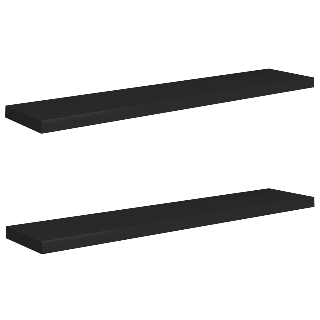 Étagères flottantes, lot de 2, noires, 120 x 23,5 x 3,8 cm, MDF