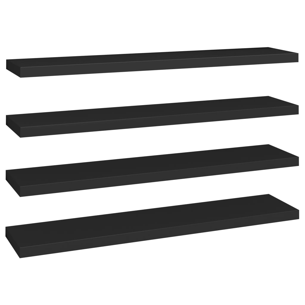 Étagères flottantes, lot de 4, noir, 120 x 23,5 x 3,8 cm, MDF