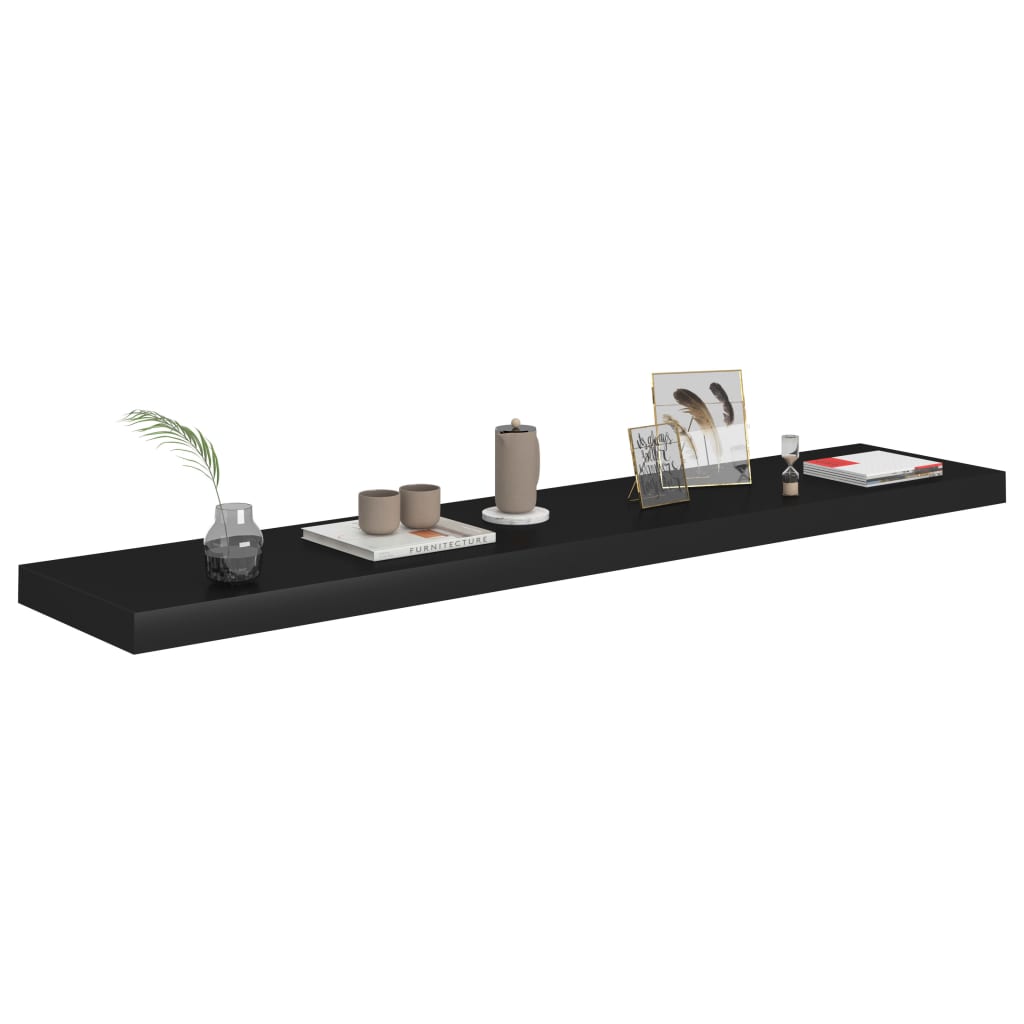 Étagères flottantes, lot de 4, noir, 120 x 23,5 x 3,8 cm, MDF