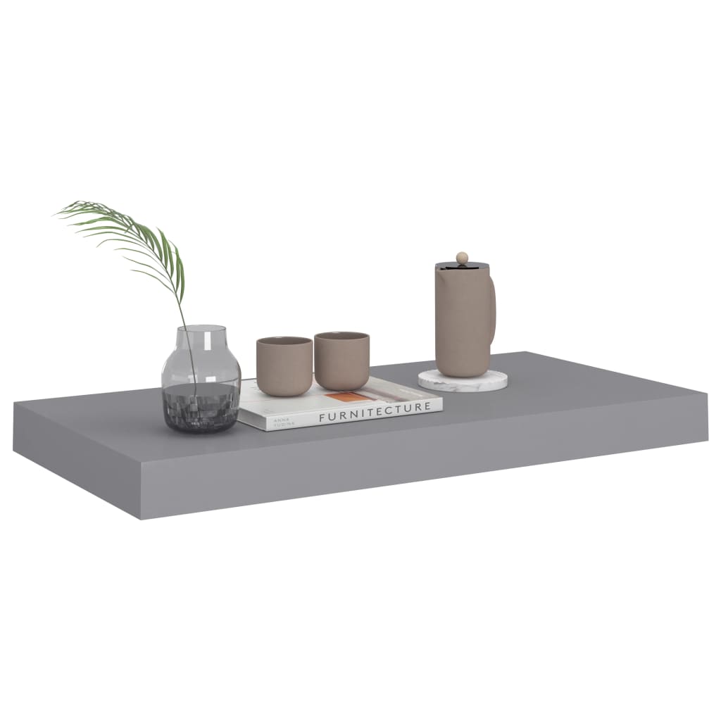 Floating shelves 4 pcs. Grey 50x23x3.8 cm MDF