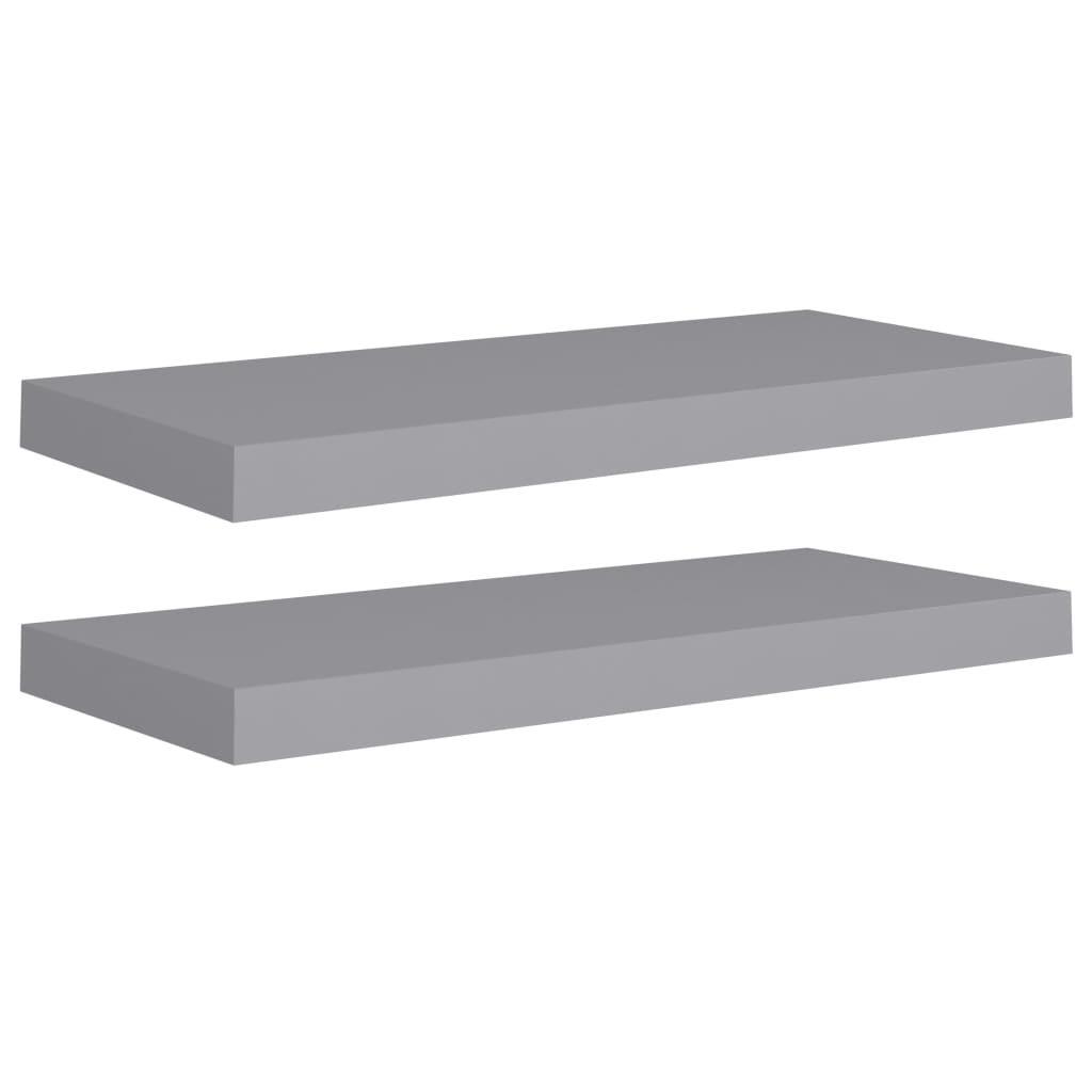 Étagères murales flottantes, lot de 2, gris, 60 x 23,5 x 3,8 cm, MDF