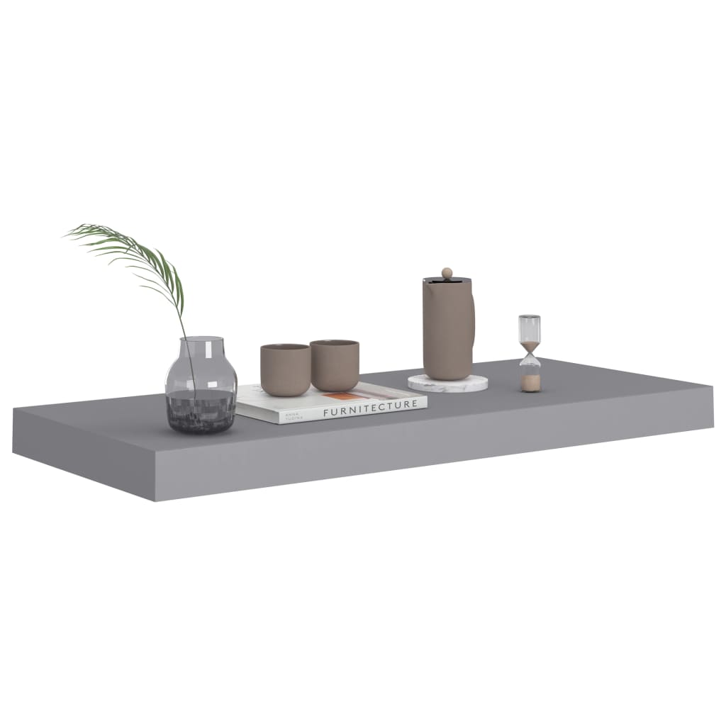 Étagères murales flottantes, lot de 2, gris, 60 x 23,5 x 3,8 cm, MDF