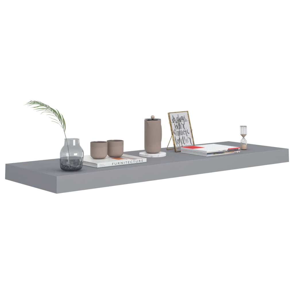 Étagères flottantes, lot de 2, gris, 80 x 23,5 x 3,8 cm, MDF