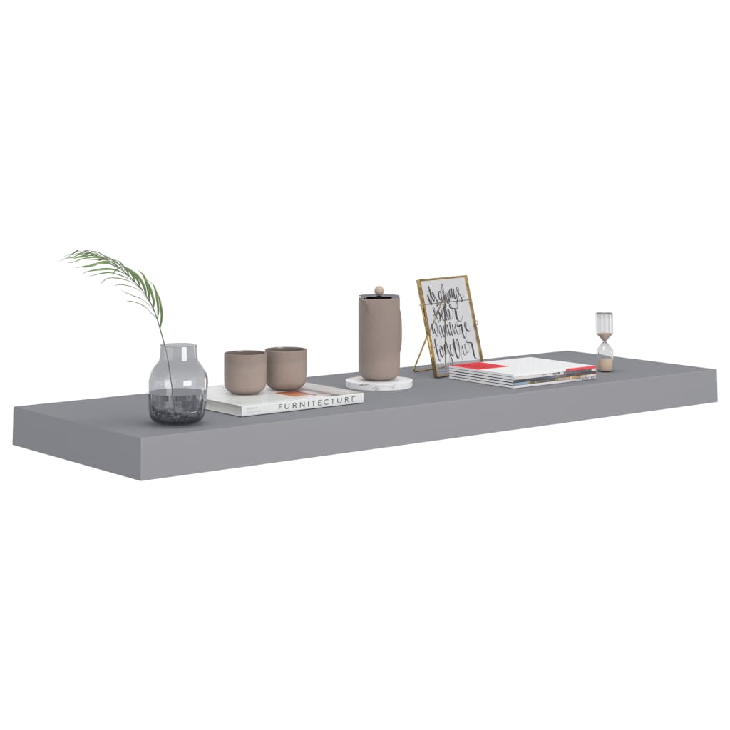Floating shelves 4 pcs. Grey 80x23.5x3.8 cm MDF