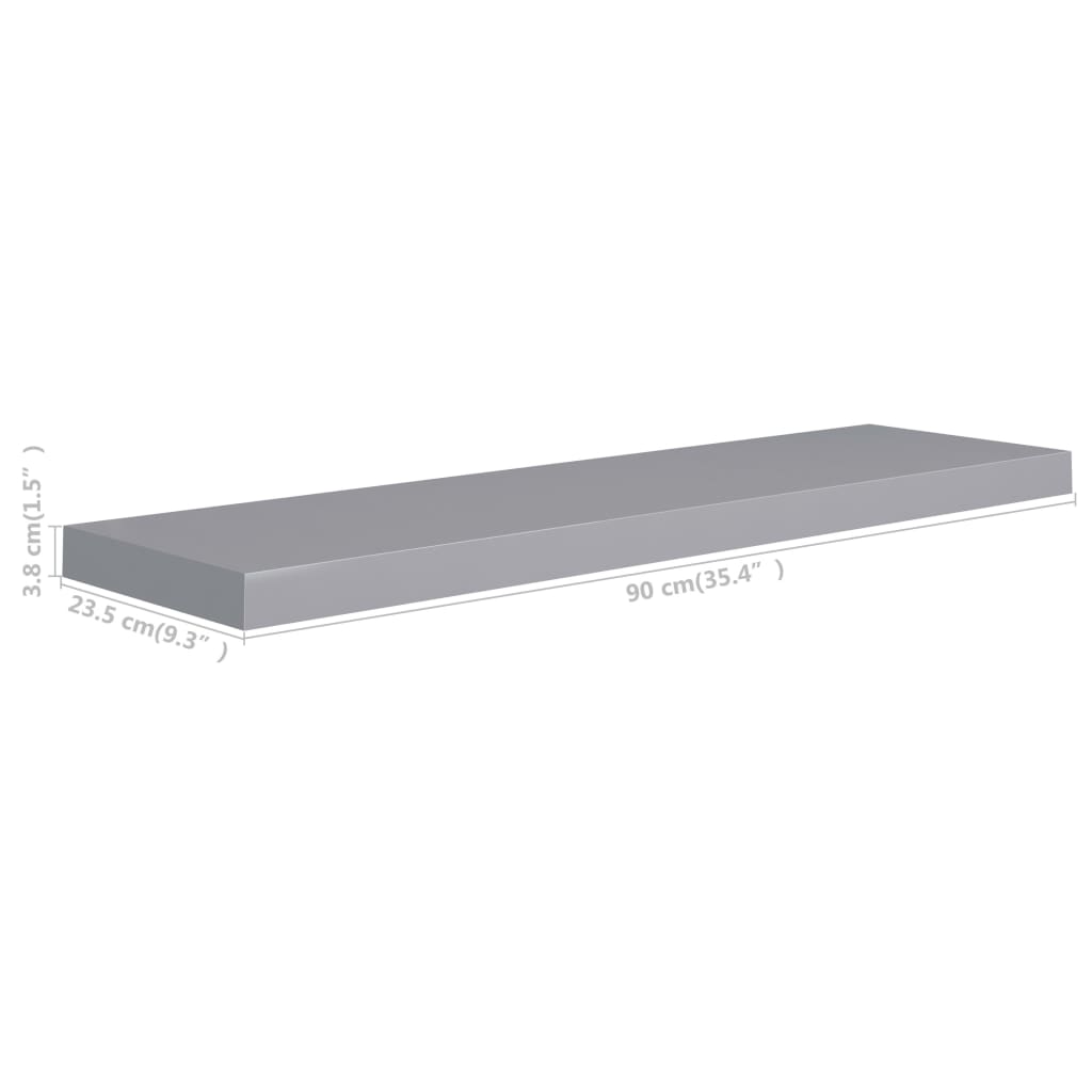 Étagère flottante grise 90x23,5x3,8 cm MDF