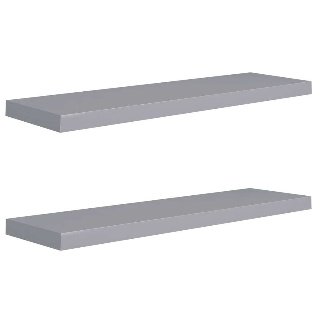 Étagères murales flottantes, lot de 2, gris, 90 x 23,5 x 3,8 cm, MDF