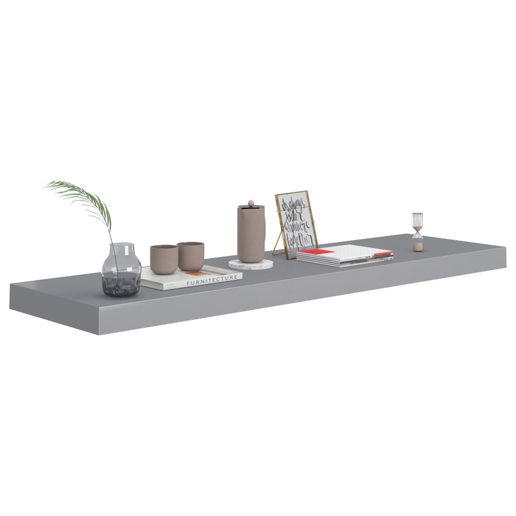 Étagères murales flottantes, lot de 2, gris, 90 x 23,5 x 3,8 cm, MDF