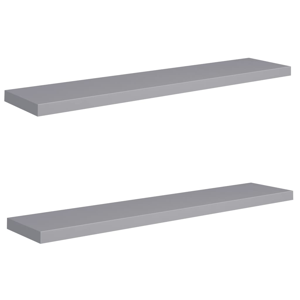 Étagères murales flottantes, lot de 2, gris, 120 x 23,5 x 3,8 cm, MDF