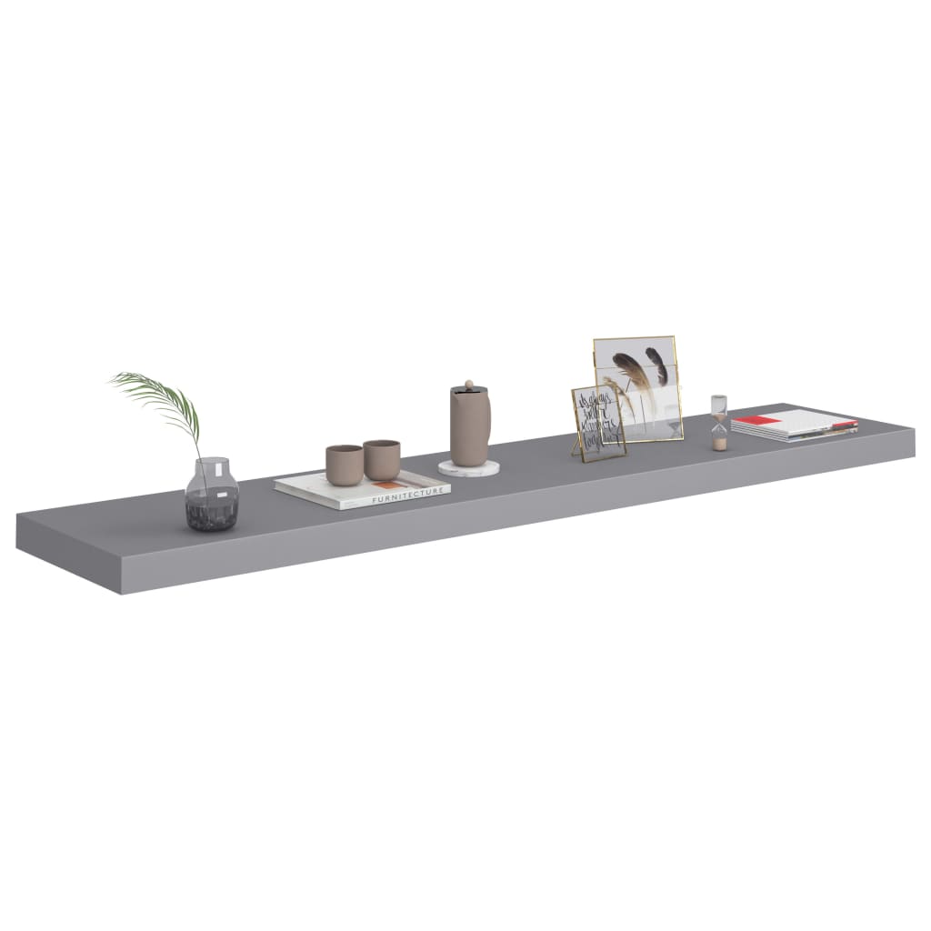 Étagères murales flottantes, lot de 2, gris, 120 x 23,5 x 3,8 cm, MDF