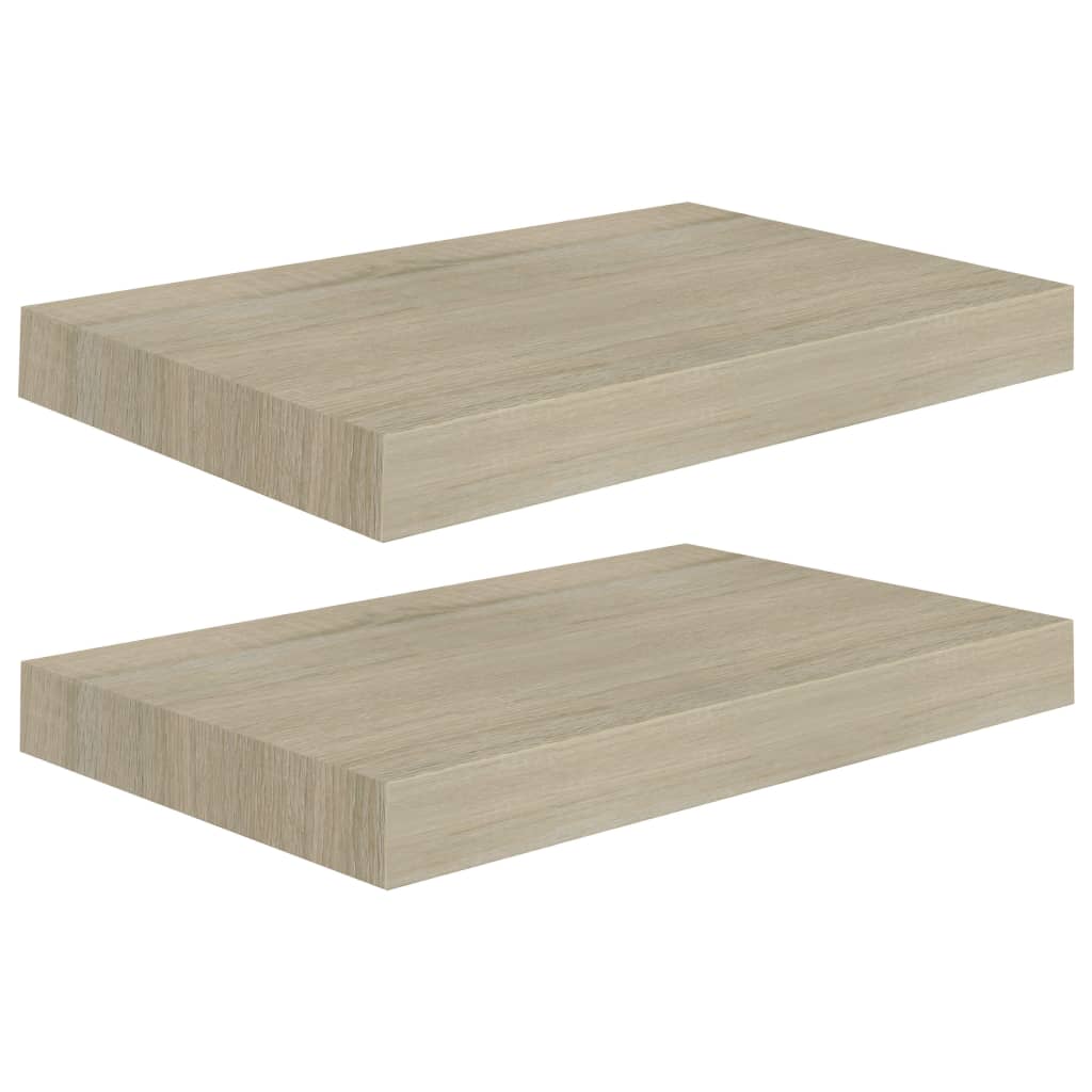 Étagères murales flottantes, lot de 2, MDF, couleur chêne, 40 x 23 x 3,8 cm