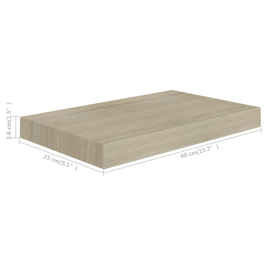 Étagères murales flottantes, lot de 2, MDF, couleur chêne, 40 x 23 x 3,8 cm