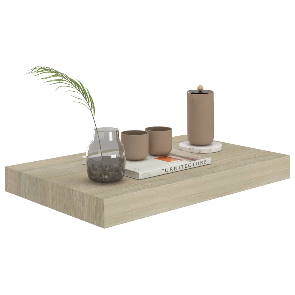 Étagères murales flottantes, 4 pièces, MDF, couleur chêne, 40 x 23 x 3,8 cm