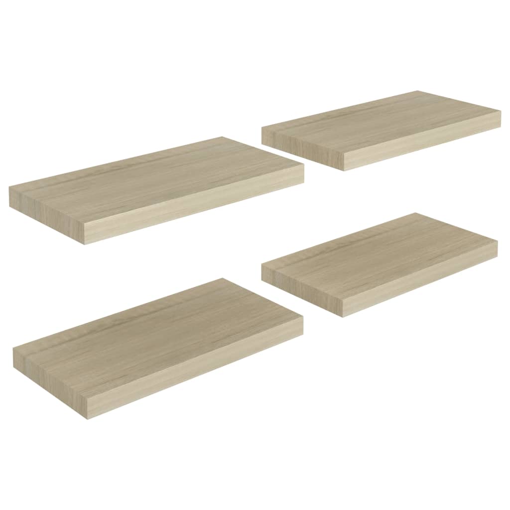 Floating wall shelves 4 pcs. Oak-colored 50x23x3.8cm MDF