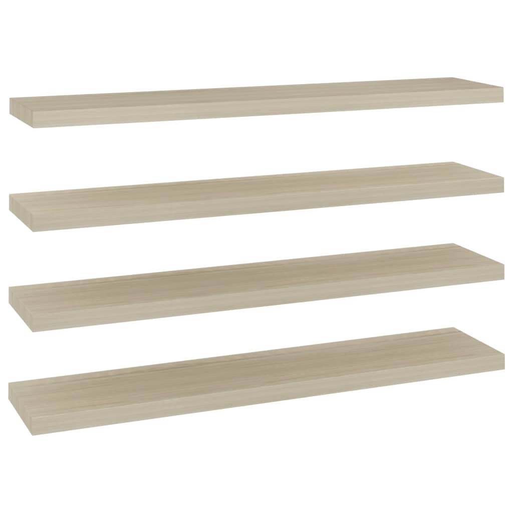 Floating shelves 4 pcs. Oak look 120x23.5x3.8 cm MDF