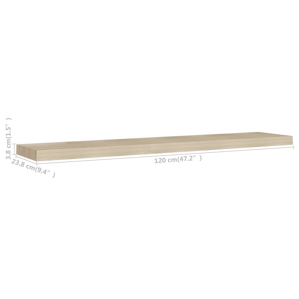 Floating shelves 4 pcs. Oak look 120x23.5x3.8 cm MDF