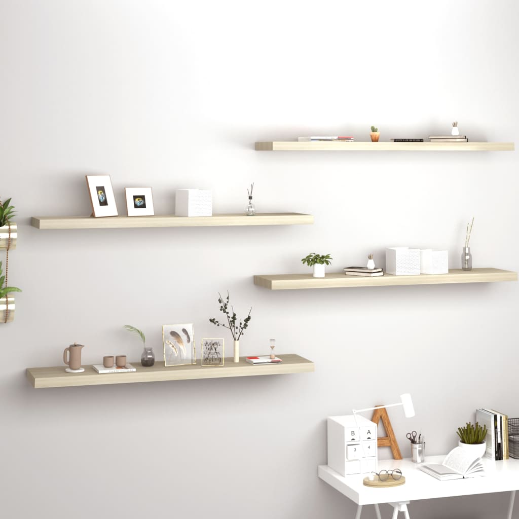 Floating shelves 4 pcs. Oak look 120x23.5x3.8 cm MDF