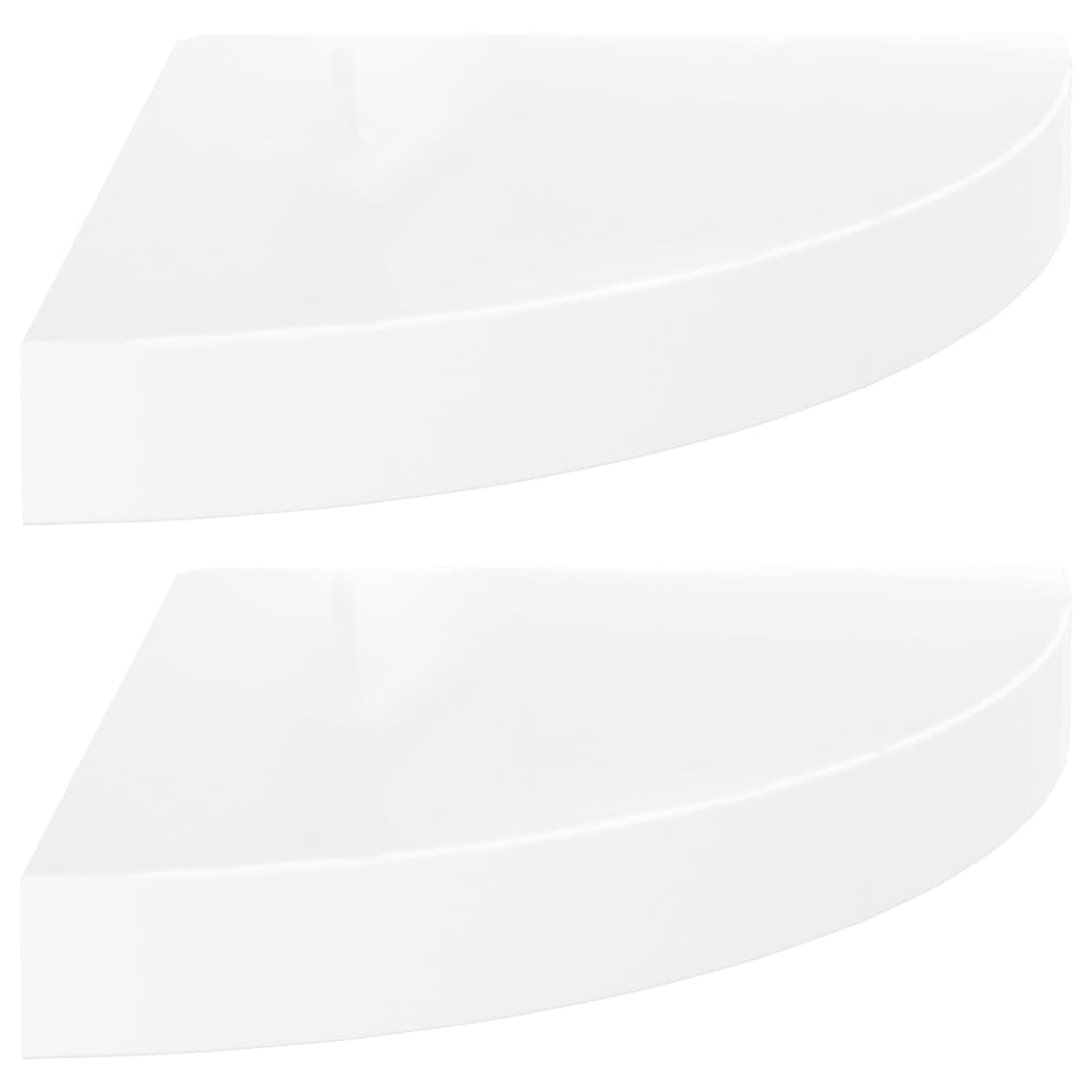 Étagères d'angle flottantes, lot de 2, blanc brillant, 25 x 25 x 3,8 cm, MDF