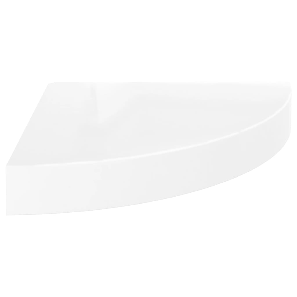Étagères d'angle flottantes, lot de 2, blanc brillant, 25 x 25 x 3,8 cm, MDF