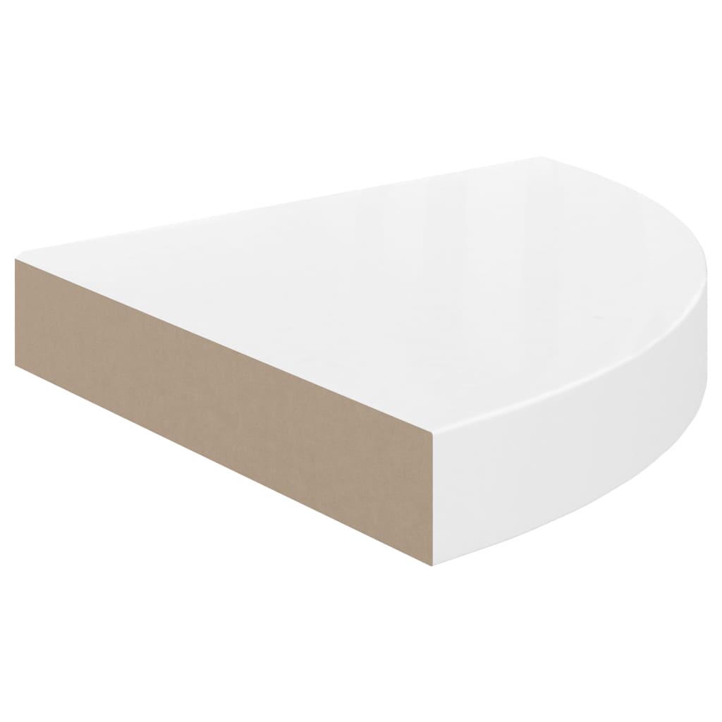 Étagères d'angle flottantes, lot de 2, blanc brillant, 25 x 25 x 3,8 cm, MDF