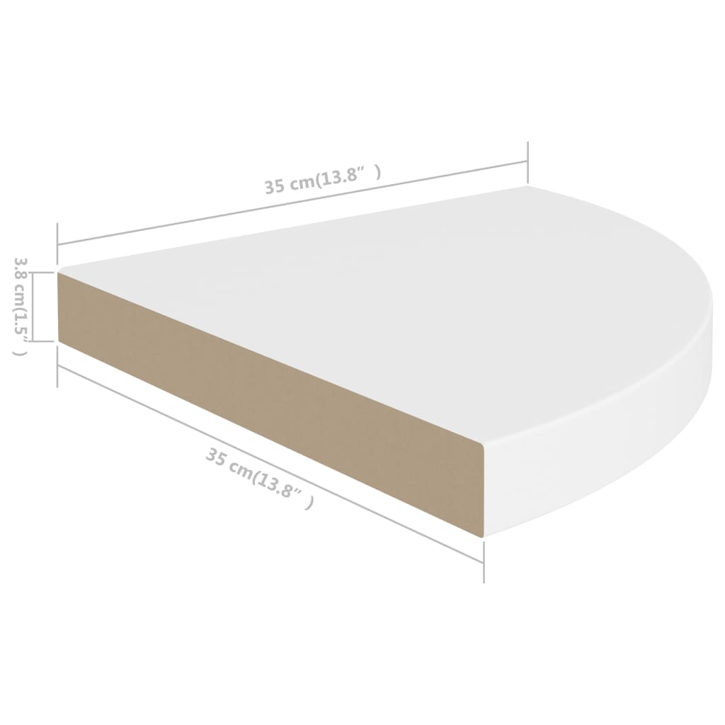 Schwebende Eckregale 2 Stk. Weiß 35x35x3,8 cm MDF