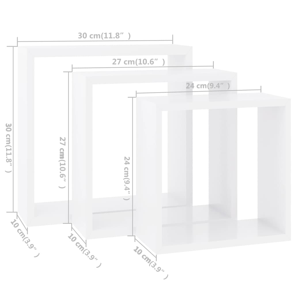 Cube shelves 3 pcs. White MDF