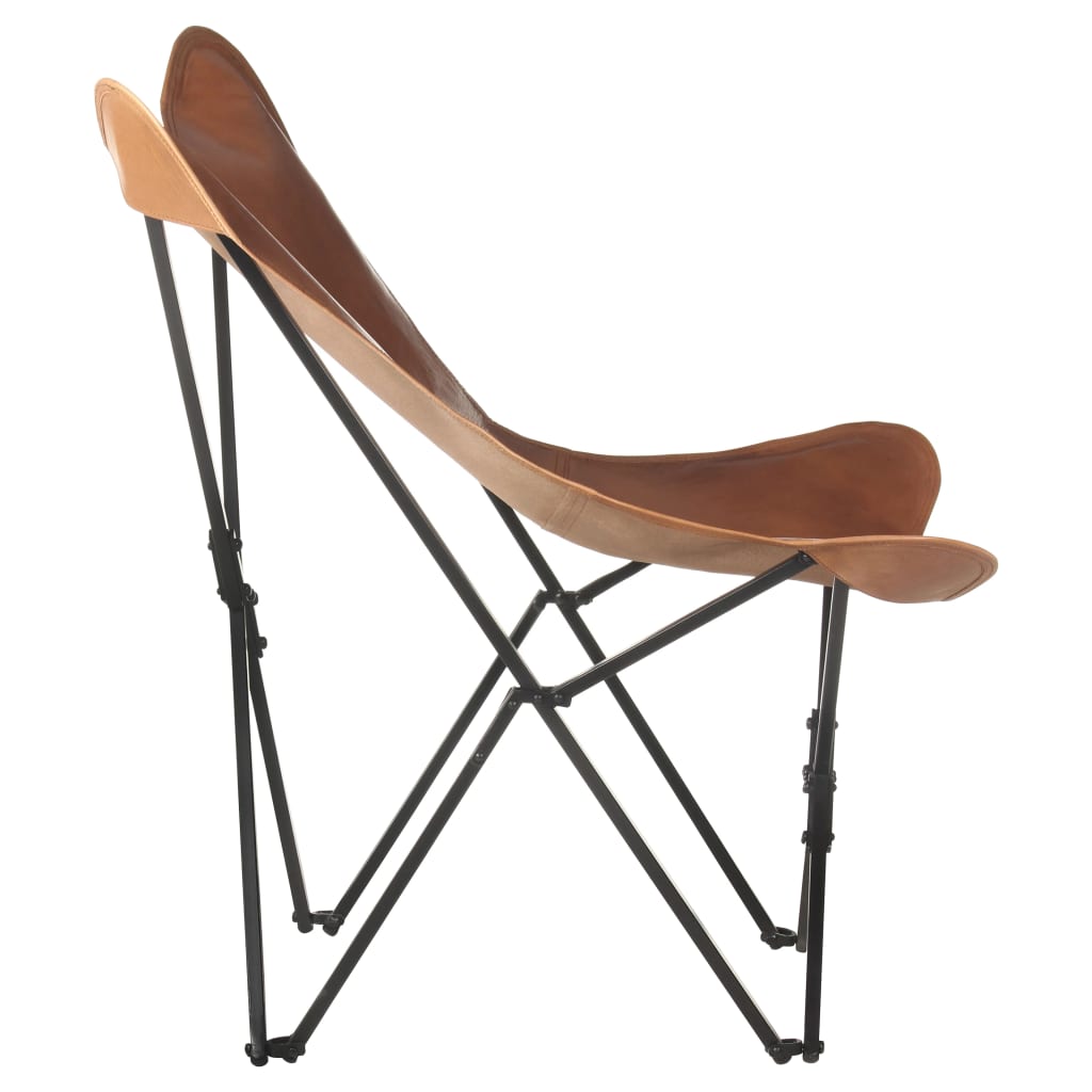 Butterfly-Sessel Klappbar Braun Echtleder
