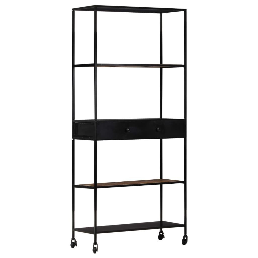 Bookshelf 80x35x180 cm Rough Mango Wood & Iron