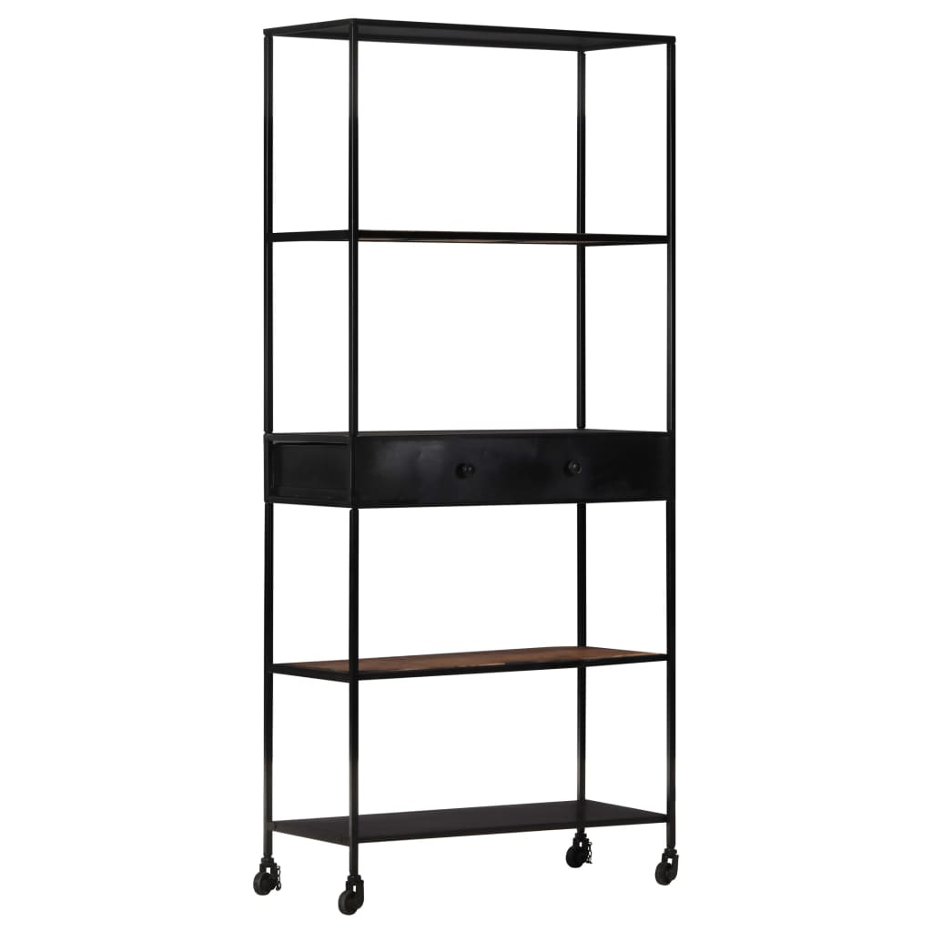 Bookshelf 80x35x180 cm Rough Mango Wood & Iron