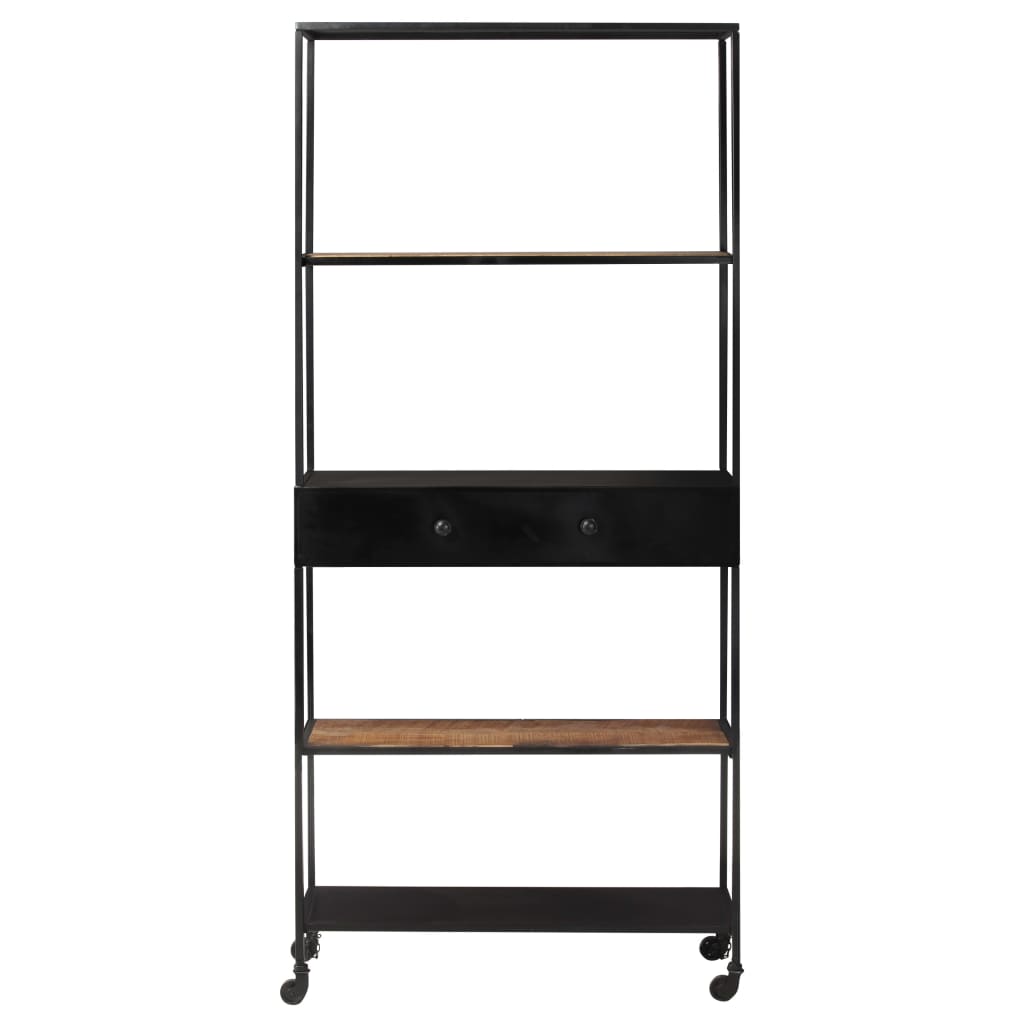 Bookshelf 80x35x180 cm Rough Mango Wood & Iron