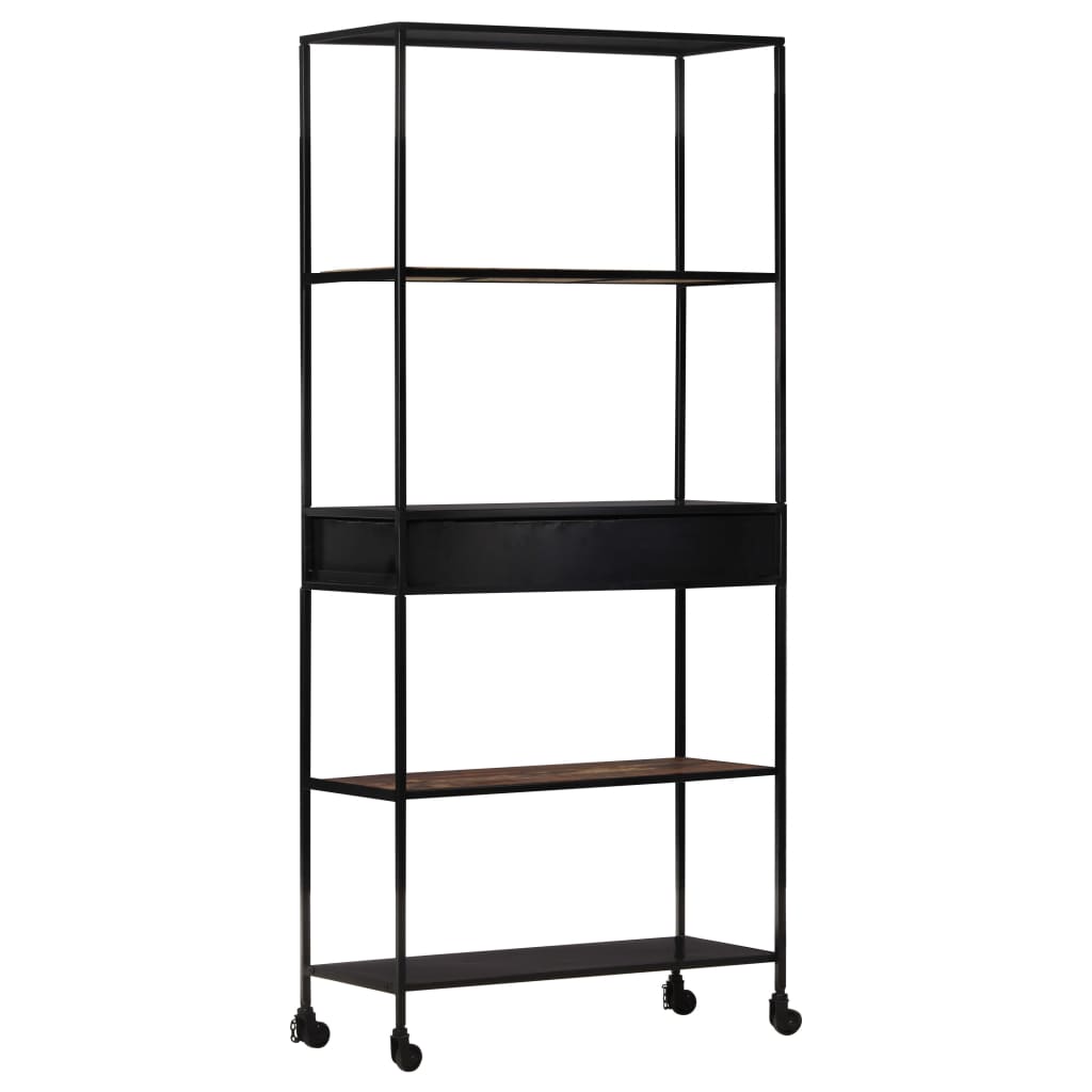 Bookshelf 80x35x180 cm Rough Mango Wood & Iron
