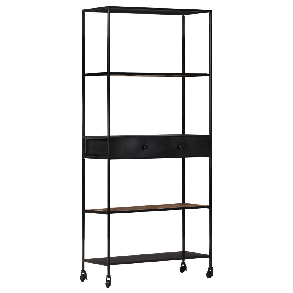 Bookshelf 80x35x180 cm Rough Mango Wood & Iron