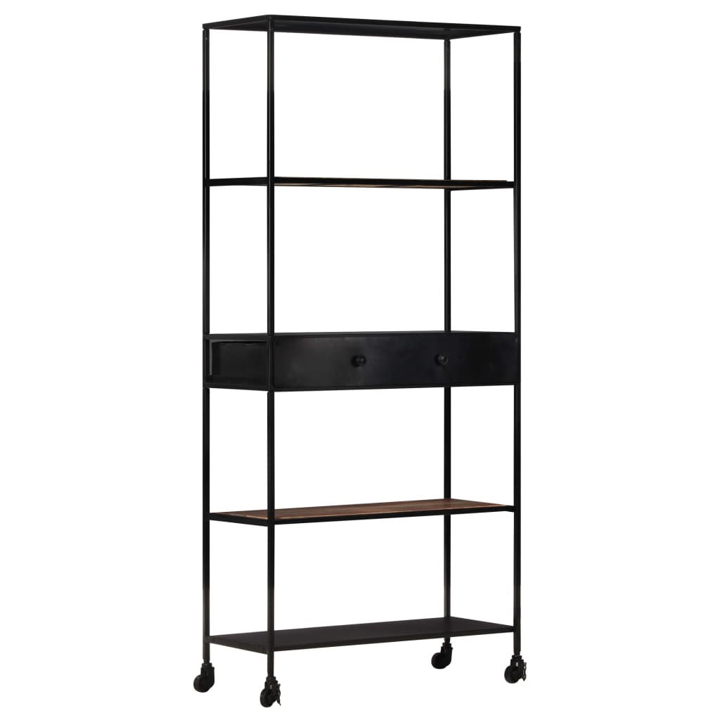 Bookshelf 80x35x180 cm Rough Mango Wood & Iron