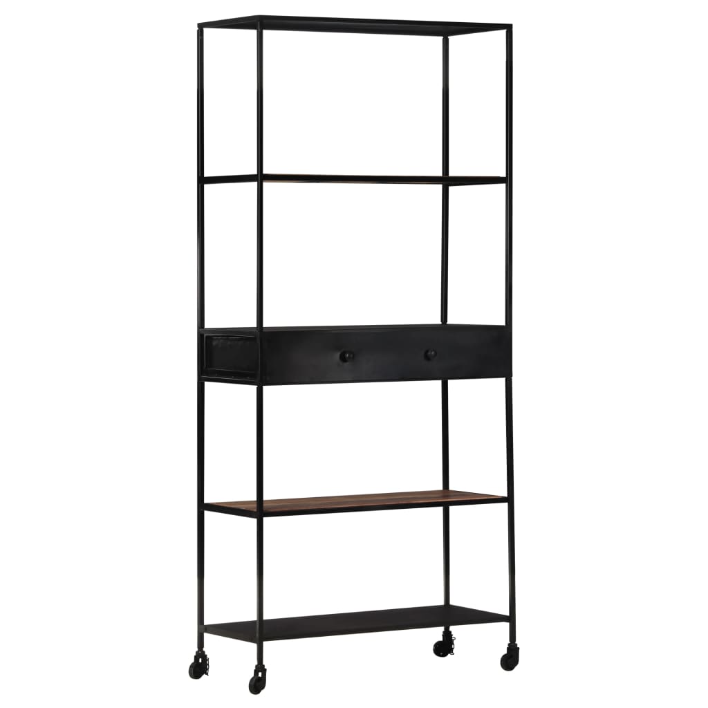 Bookshelf 80x35x180 cm Rough Mango Wood & Iron
