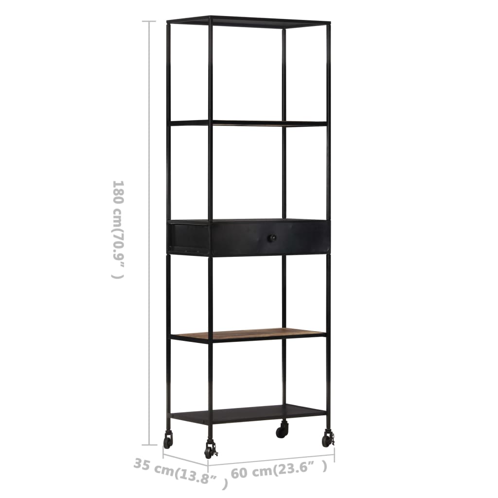 Bookcase 60x35x180 cm Rough Mango Wood & Iron