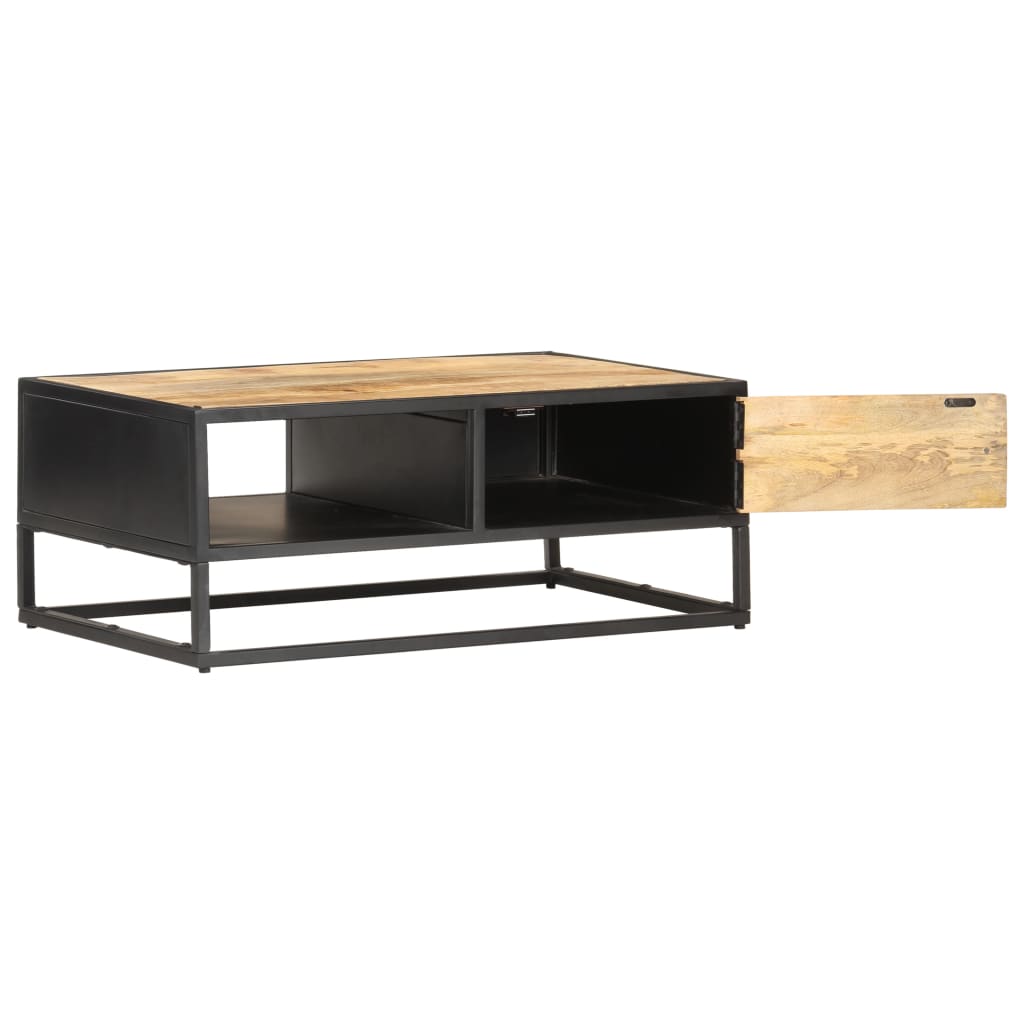 Table basse avec porte sculptée 90x55x36 cm Bois de manguier brut