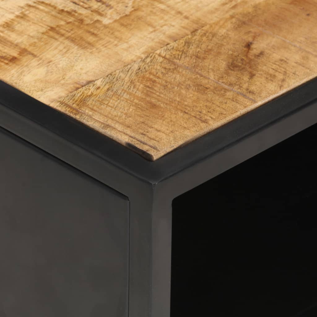 Table basse avec porte sculptée 90x55x36 cm Bois de manguier brut