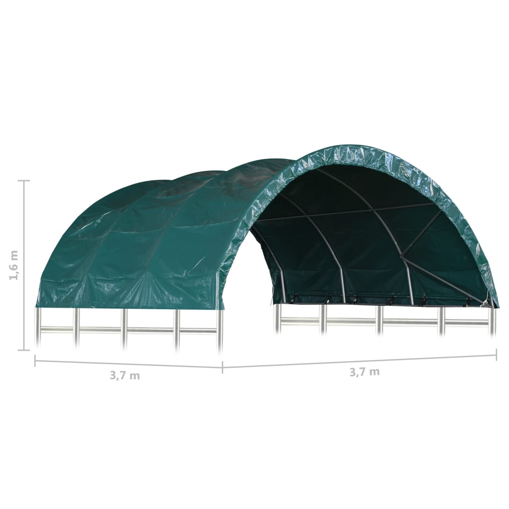 Pasture tent PVC 3.7x3.7 m Green