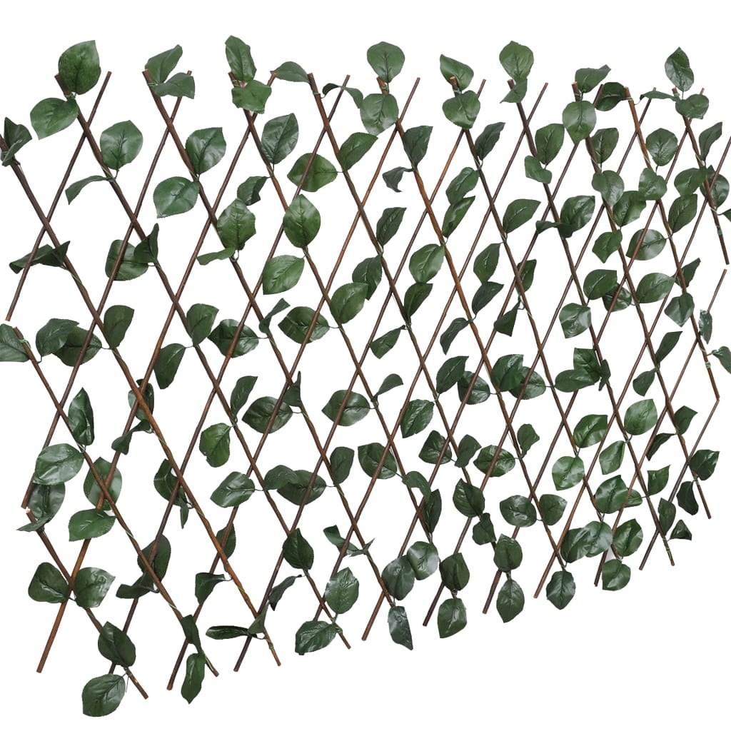 Treillis de clôture en osier 5 pièces avec feuilles artificielles 180x60 cm