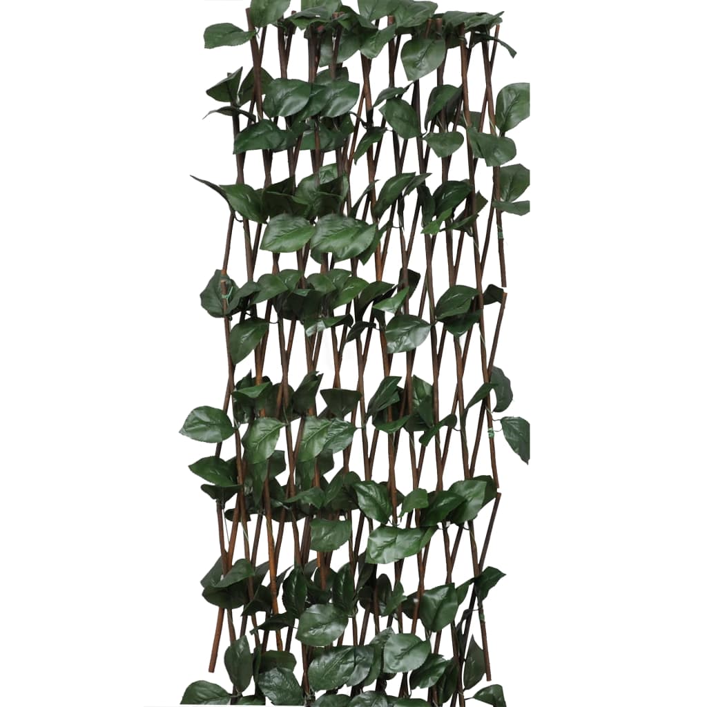 Treillis de clôture en osier 5 pièces avec feuilles artificielles 180x60 cm