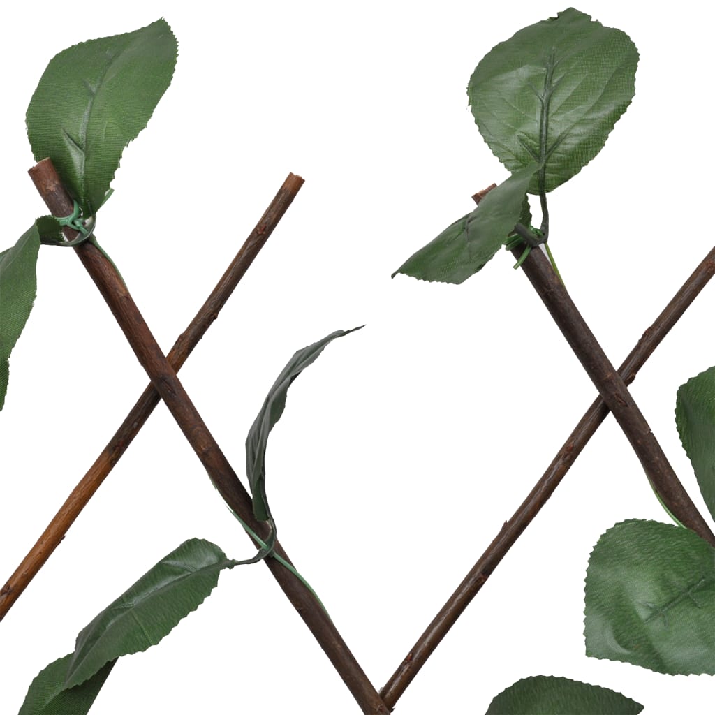 Treillis de clôture en osier 5 pièces avec feuilles artificielles 180x60 cm